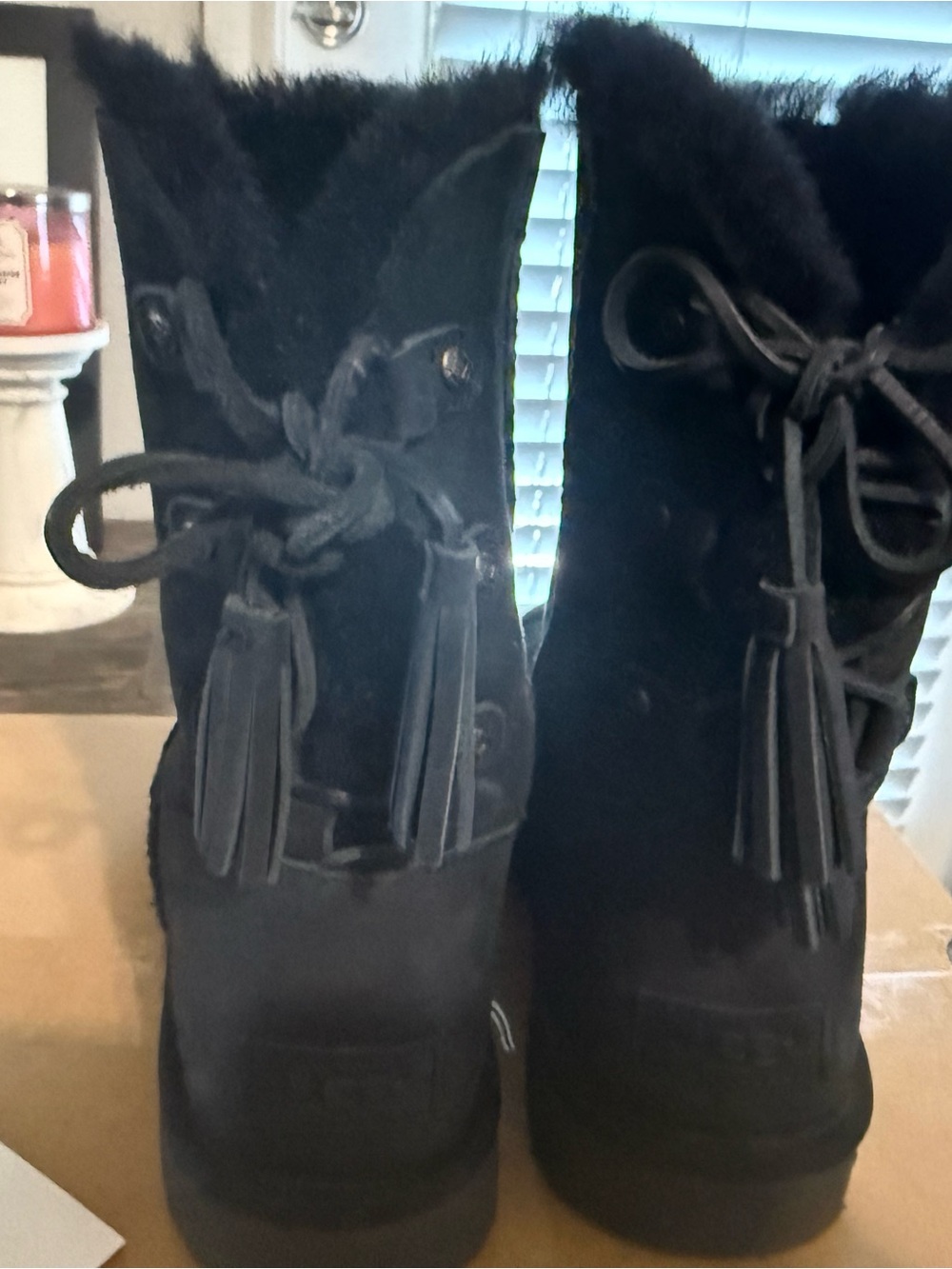 UGG Black Classic Short Suede Shearling Boots, authentic, size 9 - Picture 3 of 9